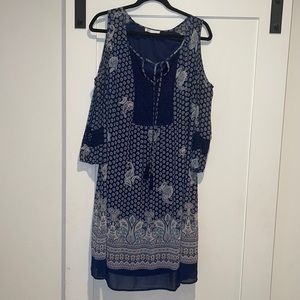 Cold Shoulder Crochet DR2 Navy Dress